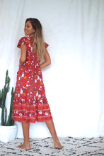Load image into Gallery viewer, Red Festoon Wrap Dress