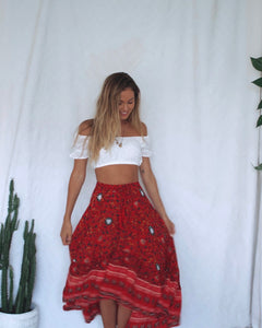 Red Festoon Frill Skirt